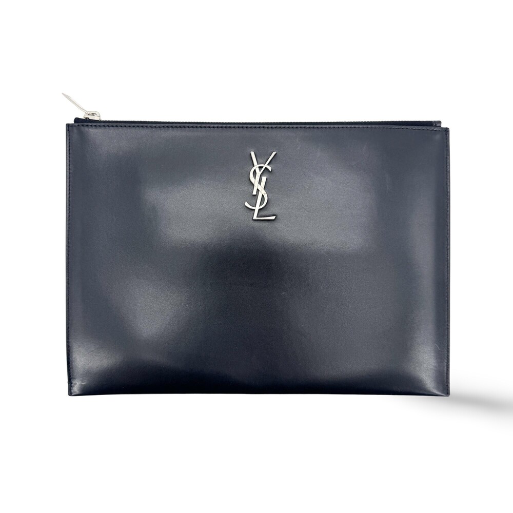 Saint Laurent Classic Monogram Wristlet Leather Medium